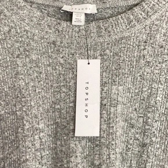 NWT RIBBED LIGHT GRAY TOPSHOP SWEATER SIZE 12 - Picture 5 of 6